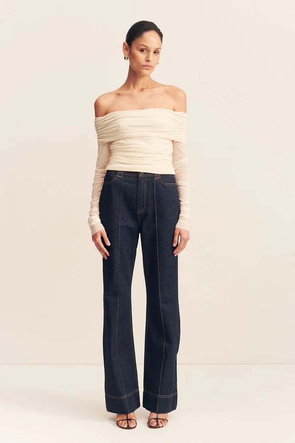 Mira Long Sleeve Off Shoulder Top - Ivory