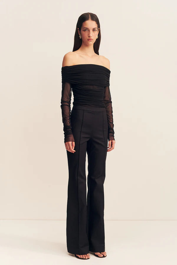 Mira Long Sleeve Off Shoulder Top - Black