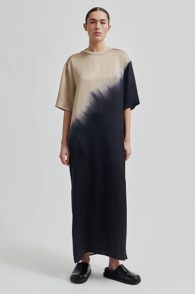 Cuba Short Sleeve Dress - Black/ Beige