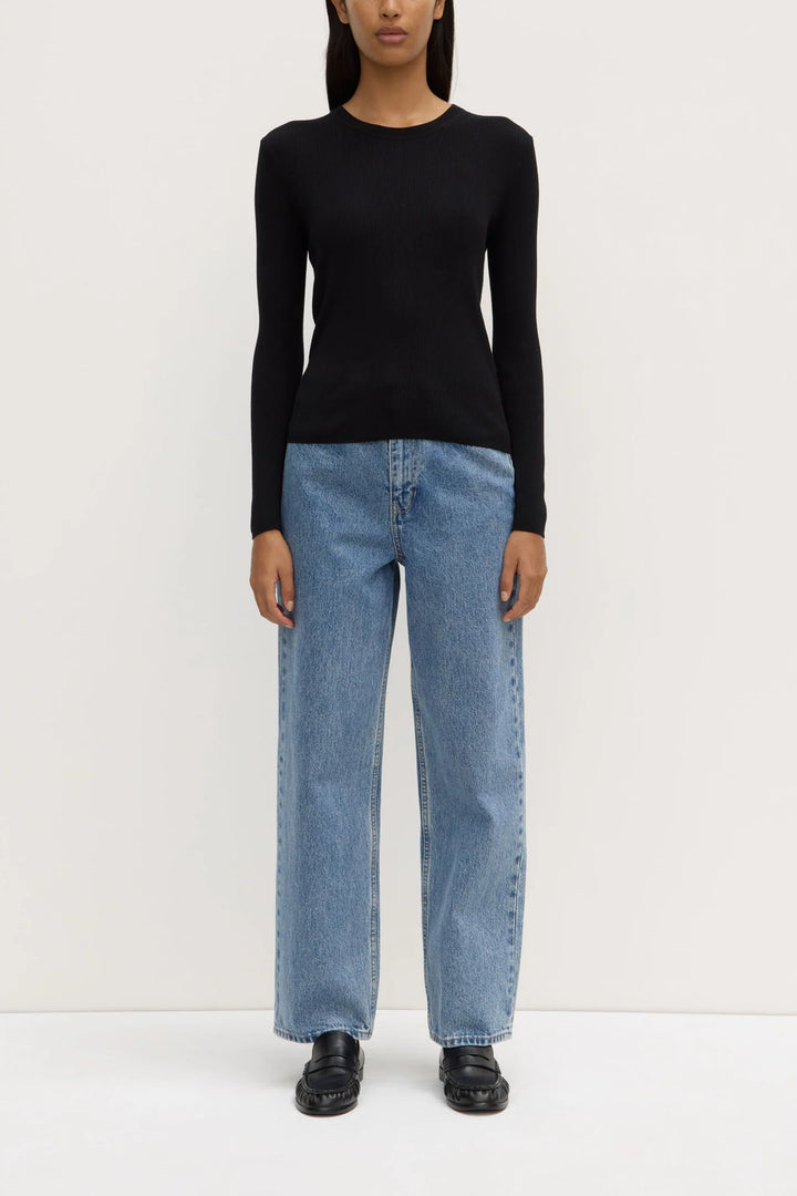 Amira Knit Long Sleeve Tee - Black