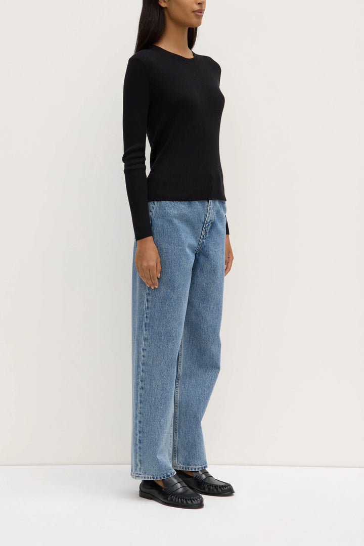 Amira Knit Long Sleeve Tee - Black