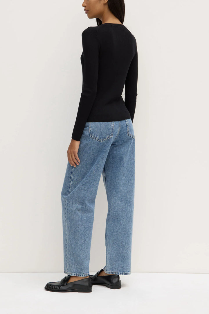 Amira Knit Long Sleeve Tee - Black