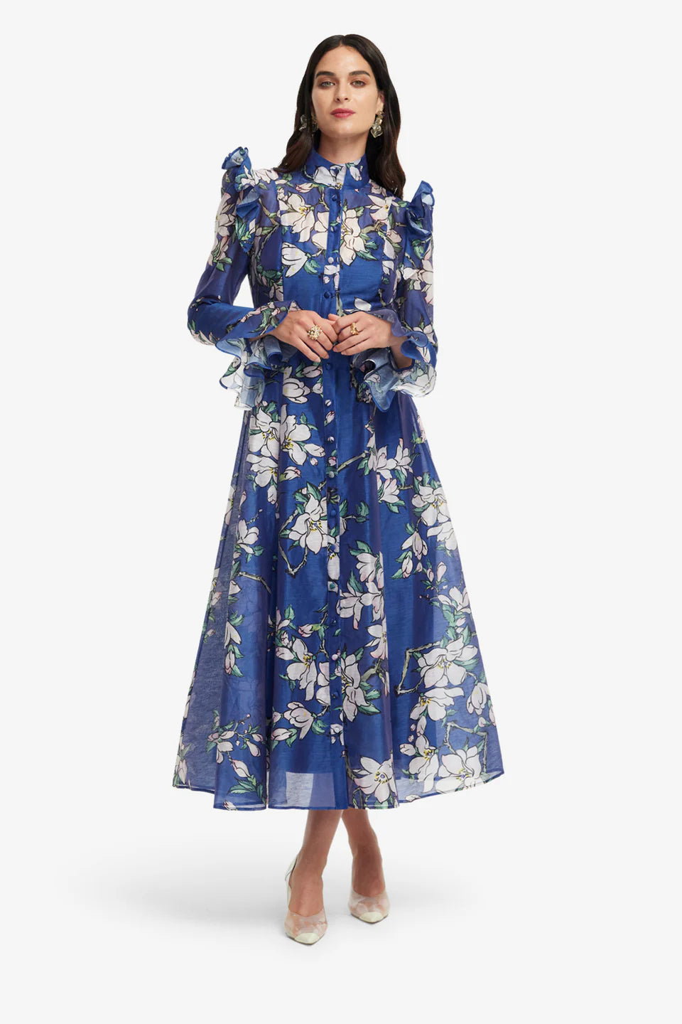 Katrina Butterfly Sleeve Midi Dress Leo Lin