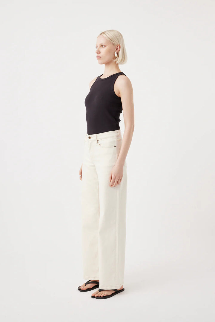 Mia Wide Leg Jean - Ecru