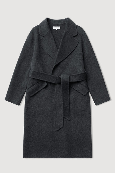 Sadie Single Breasted Wool Coat - Charcoal Marle
