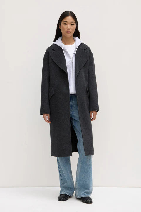 Sadie Single Breasted Wool Coat - Charcoal Marle