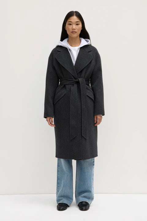 Sadie Single Breasted Wool Coat - Charcoal Marle