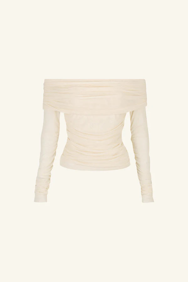 Mira Long Sleeve Off Shoulder Top - Ivory