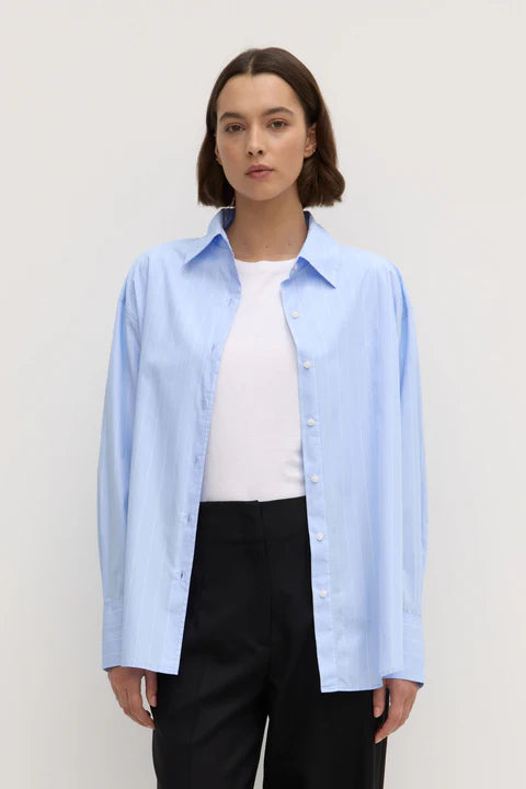 Otis Poplin Stripe Shirt - Bahama/White