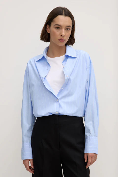 Otis Poplin Stripe Shirt - Bahama/White