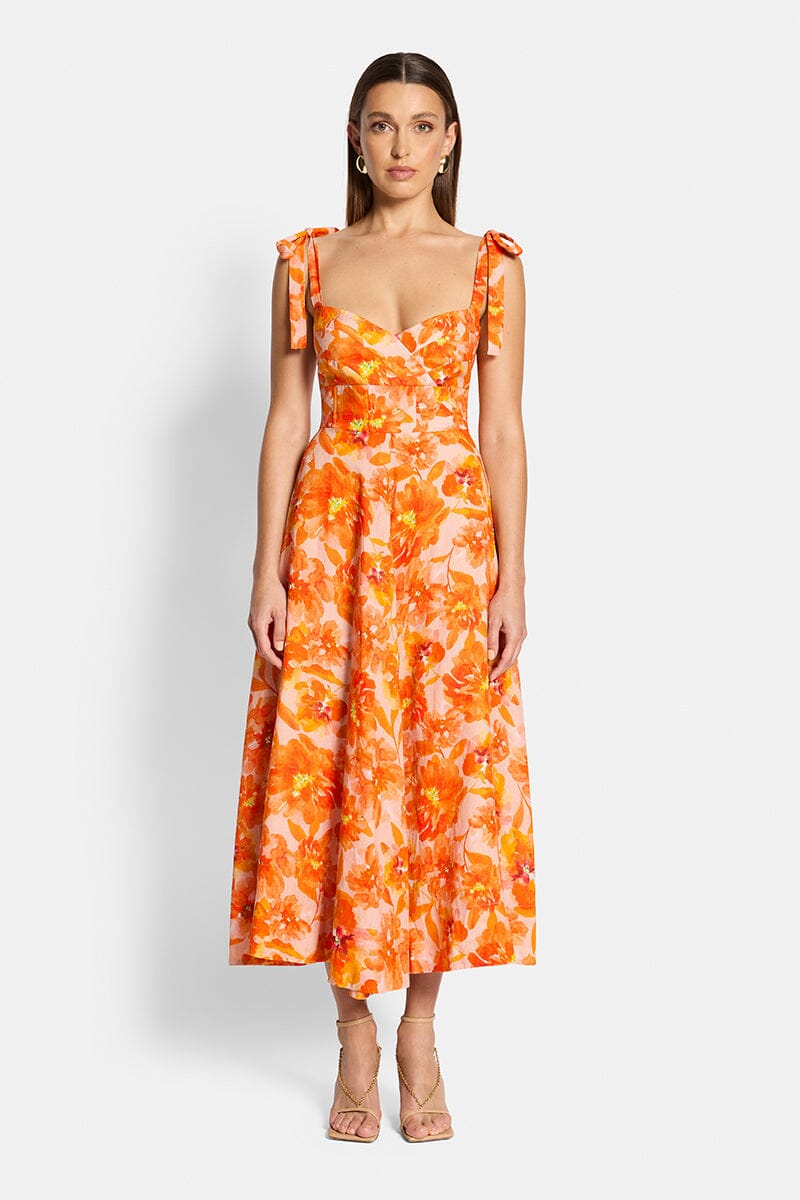 Genevieve Midi Dress - Orange Blossom