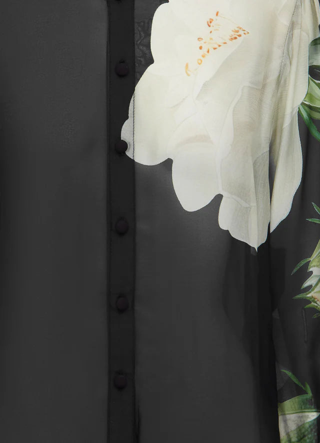 Alma Blouse - White Rose Print
