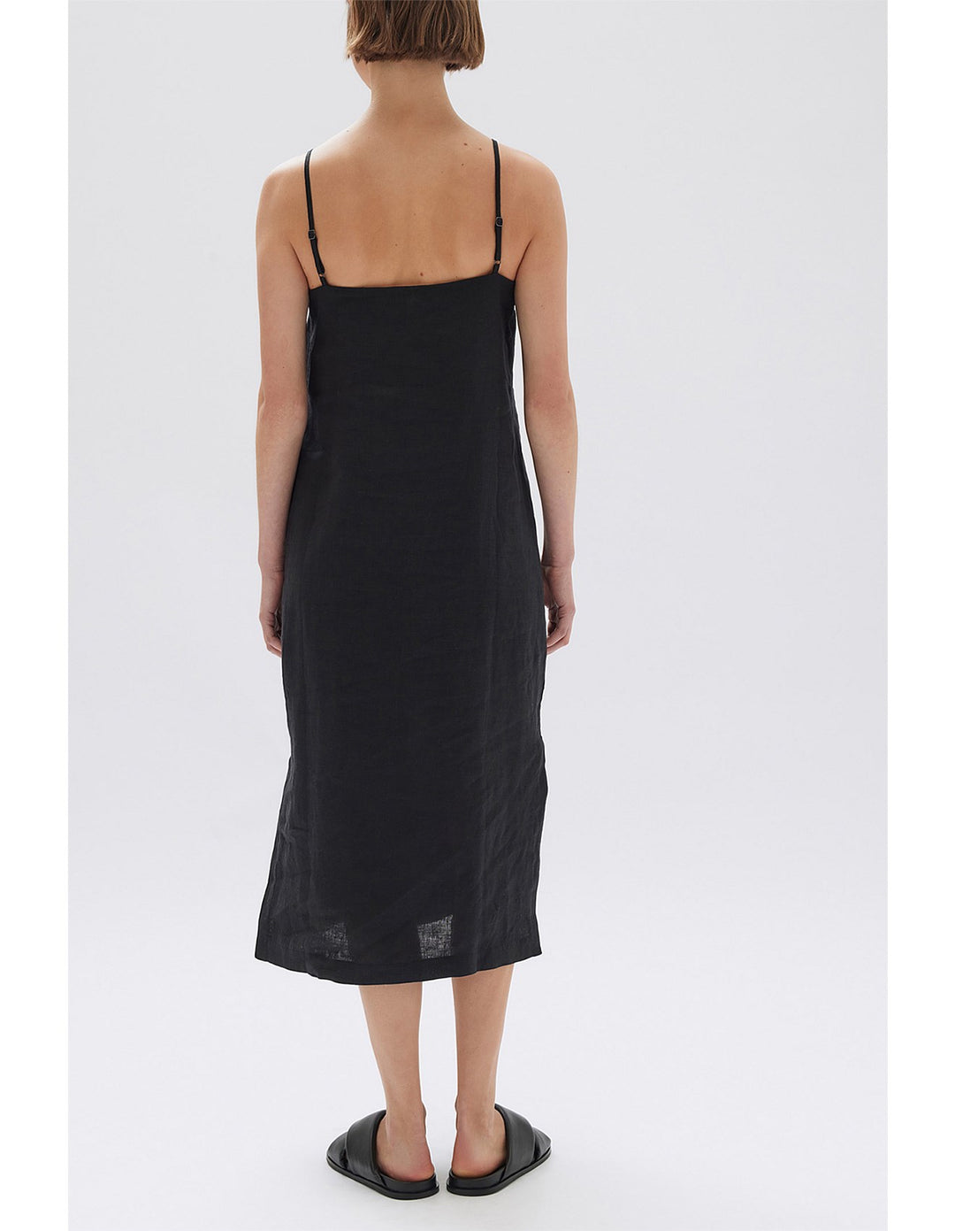 Vallory Linen Slip Dress - Black
