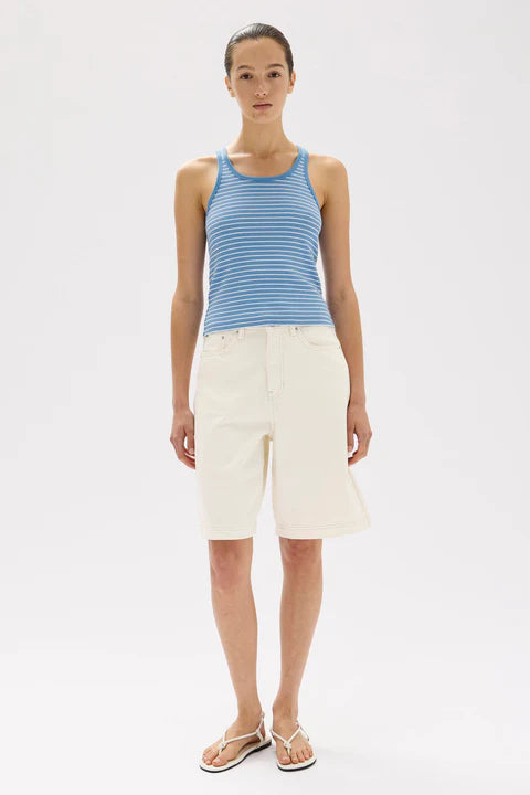 Drew Stripe Rib Tank - Bahama/White