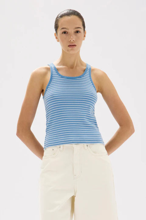 Drew Stripe Rib Tank - Bahama/White