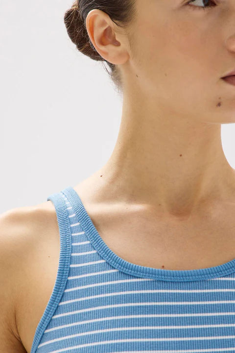 Drew Stripe Rib Tank - Bahama/White