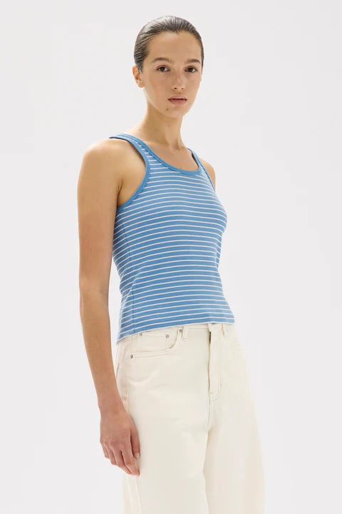 Drew Stripe Rib Tank - Bahama/White