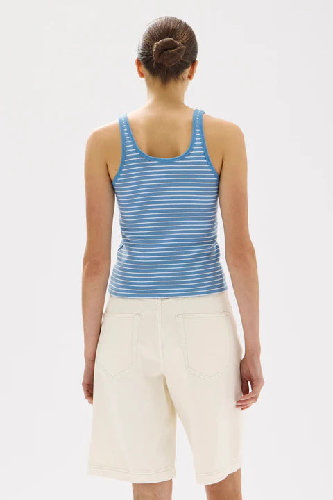 Drew Stripe Rib Tank - Bahama/White