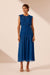 Maya Ruched Sleeveless Midi Dress - Strong Blue