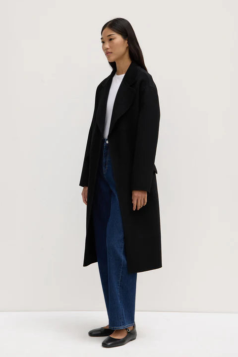 Sadie Single Breasted Wool Coat - Black
