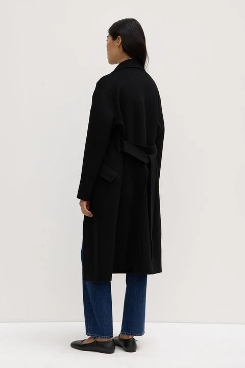 Sadie Single Breasted Wool Coat - Black