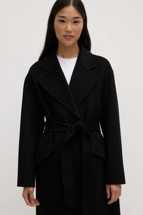 Sadie Single Breasted Wool Coat - Black