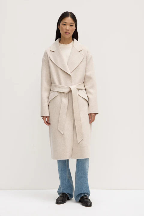 Sadie Single Breasted Wool Coat - Oat Marle