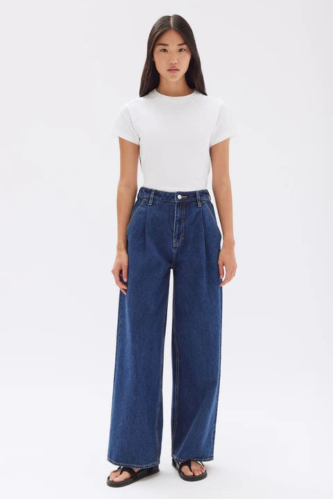 Slack Pleat Wide Leg Jean - Heritage Blue