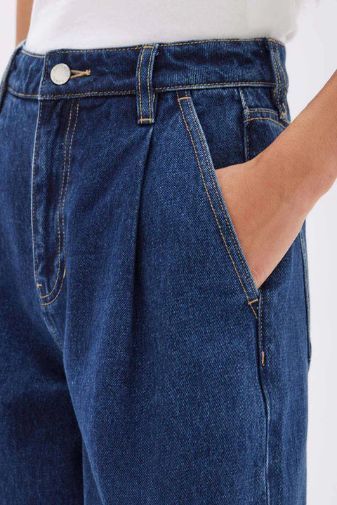 Slack Pleat Wide Leg Jean - Heritage Blue