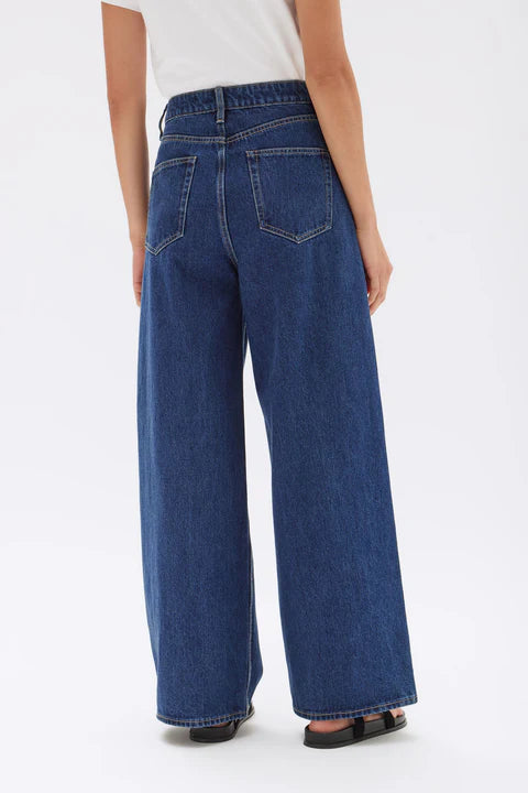 Slack Pleat Wide Leg Jean - Heritage Blue