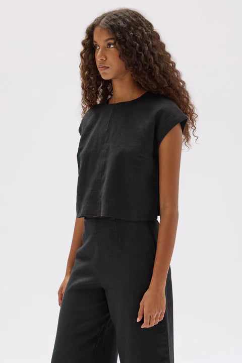 Tori Linen Top - Black