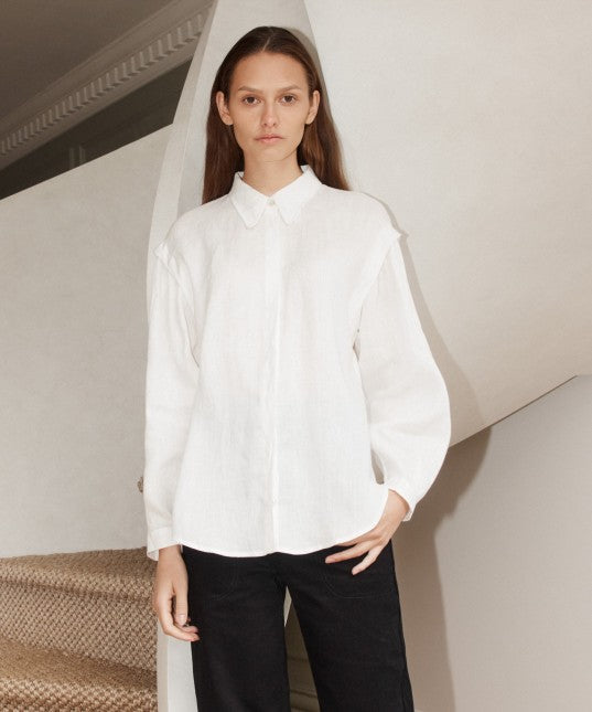 Flora Linen Shirt - White