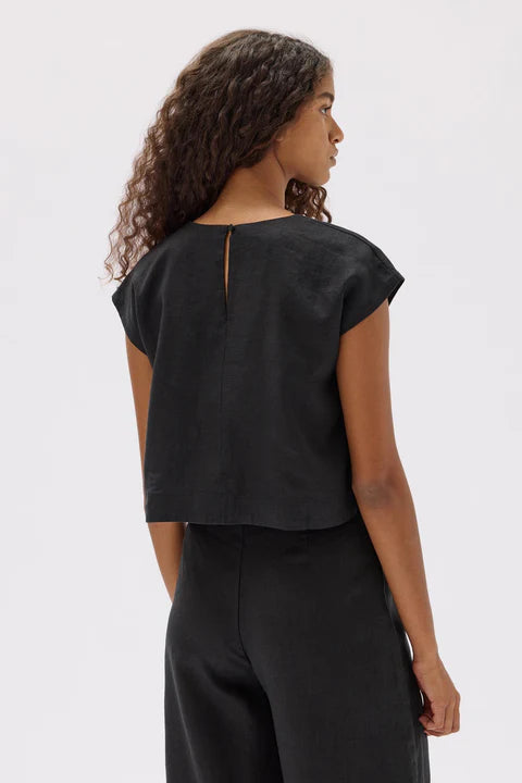 Tori Linen Top - Black