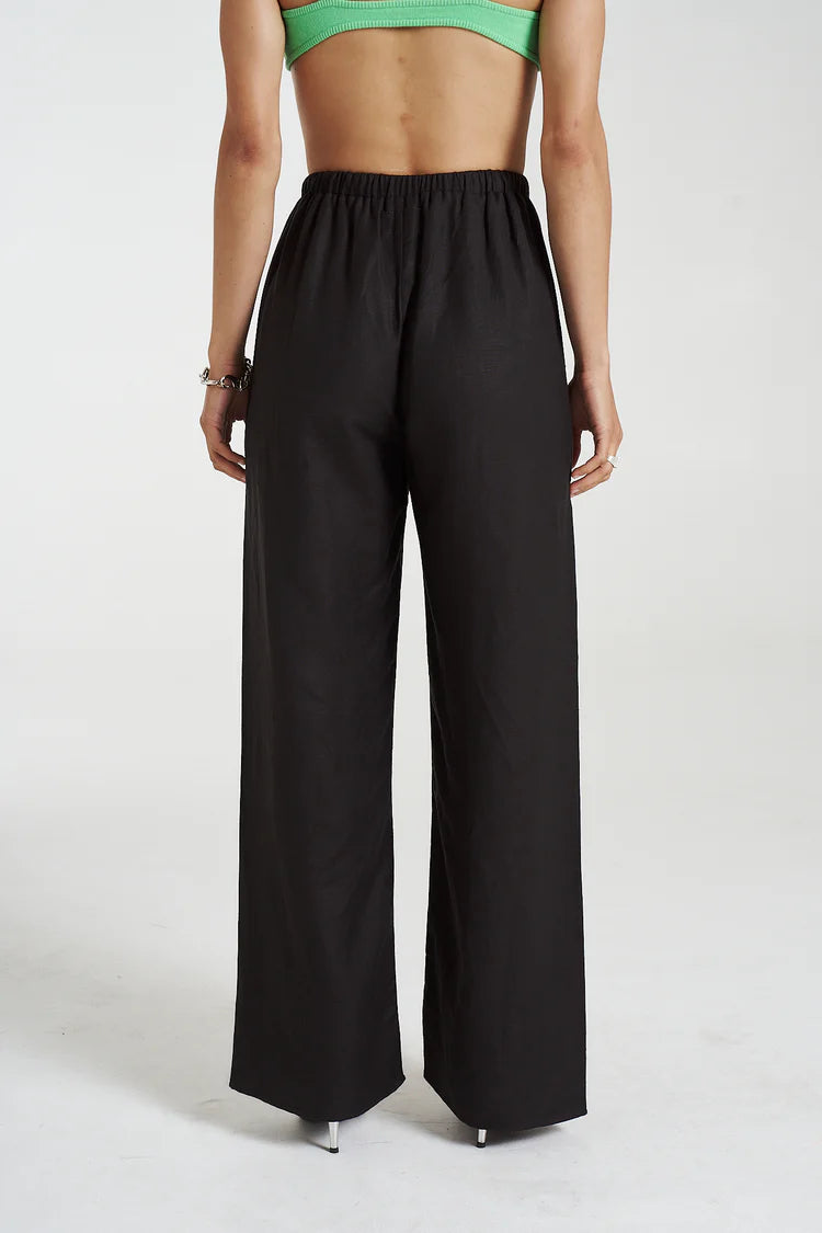 Elastic Waist Pants - Midnight Black