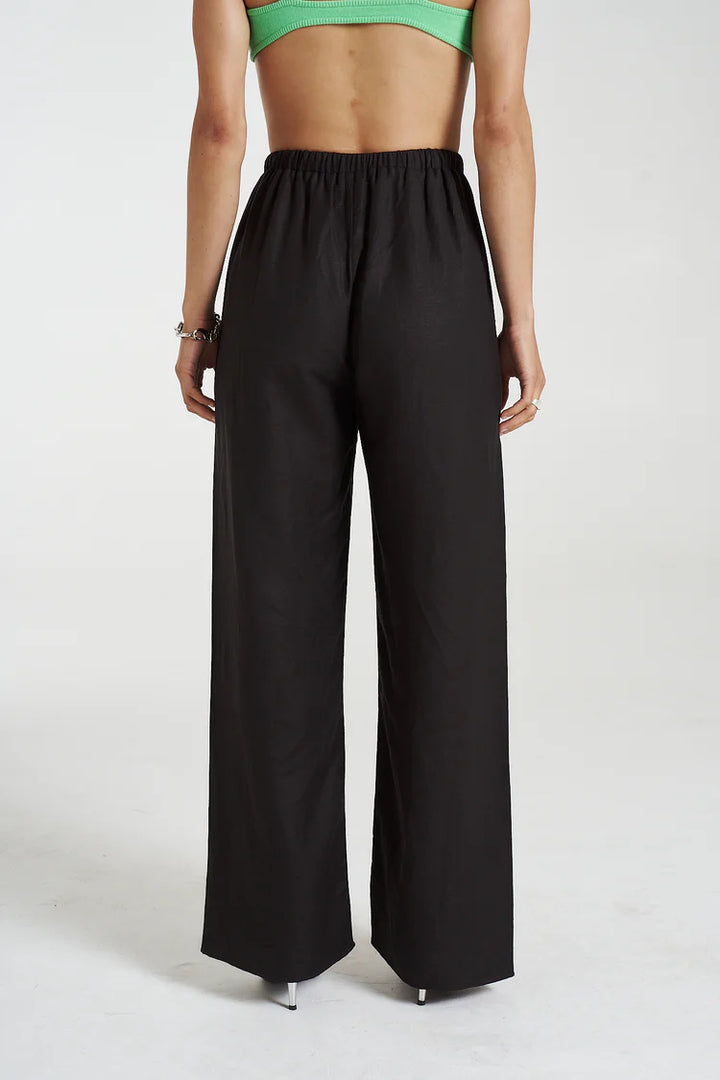 Elastic Waist Pants - Midnight Black
