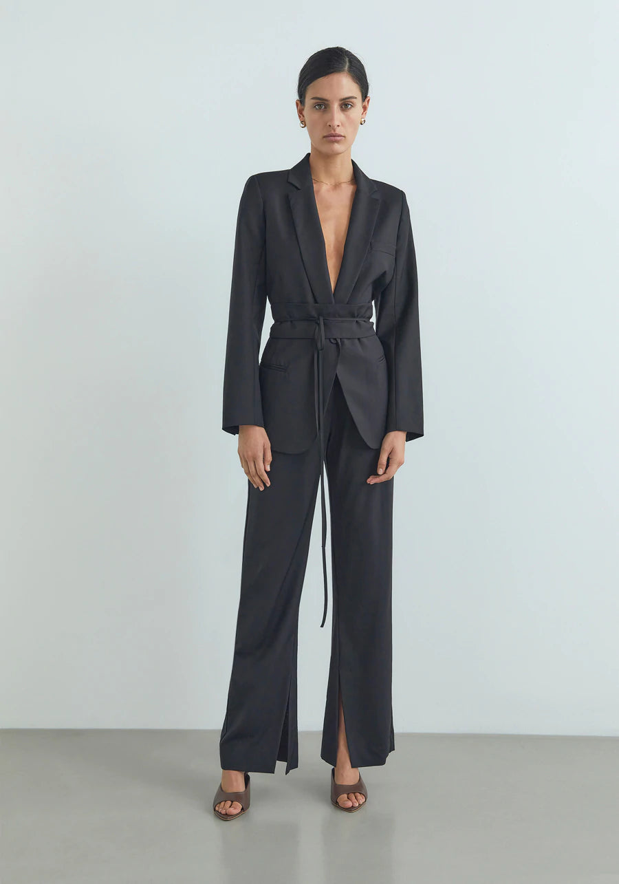 Sheriff Belted Wool Blazer - Black