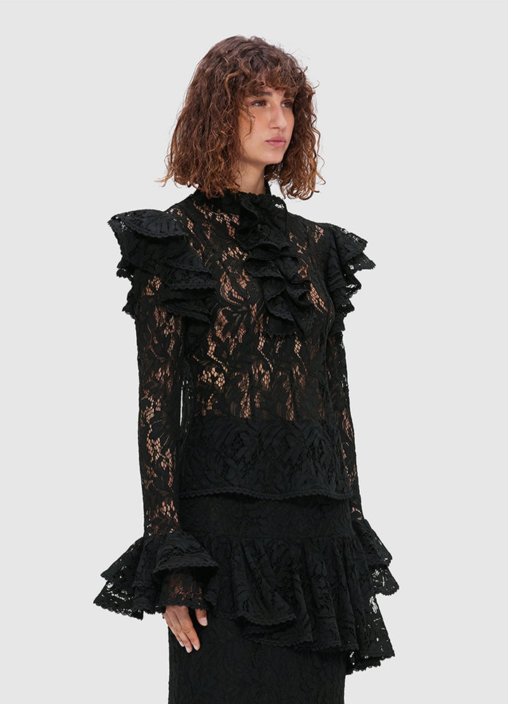 Anna Lace Blouse - Ebony
