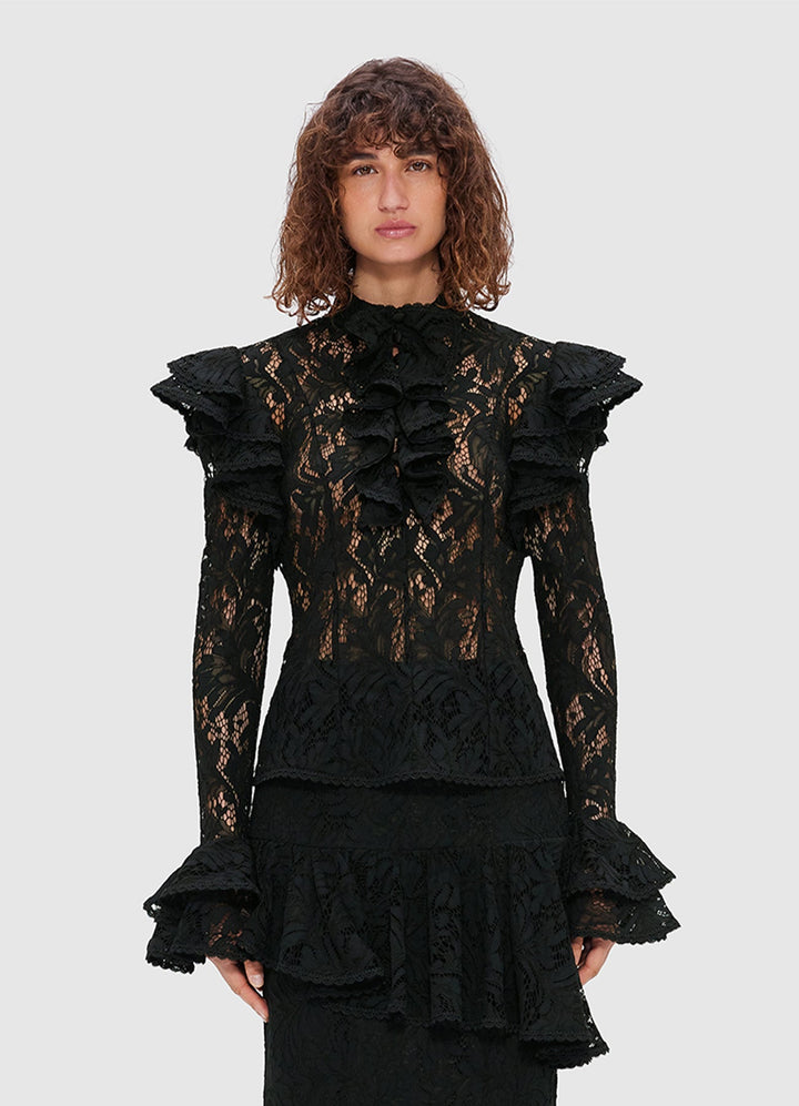 Anna Lace Blouse - Ebony
