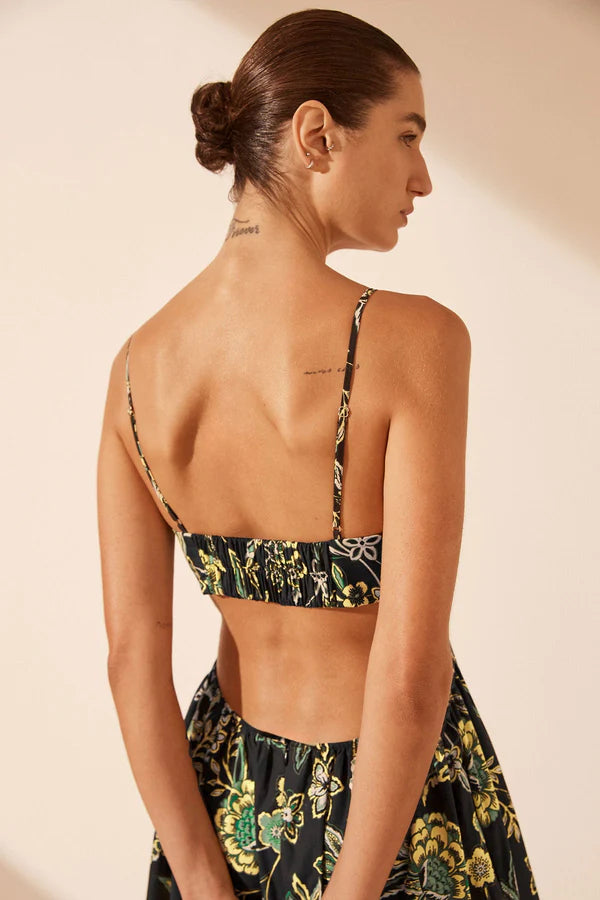 Lina Bustier Cut Out Midi Dress - Black/Multi