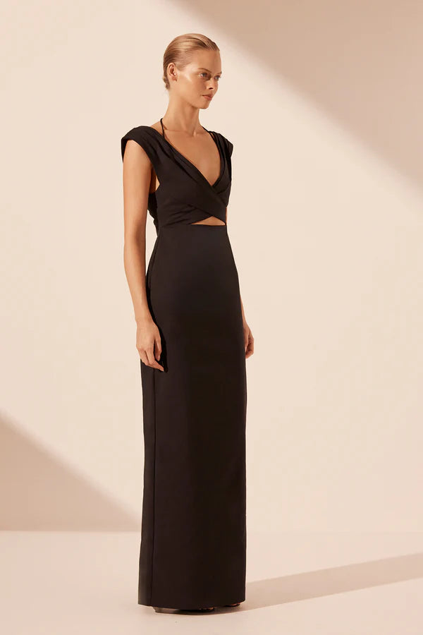 Lani Cross Front Maxi Dress - Black