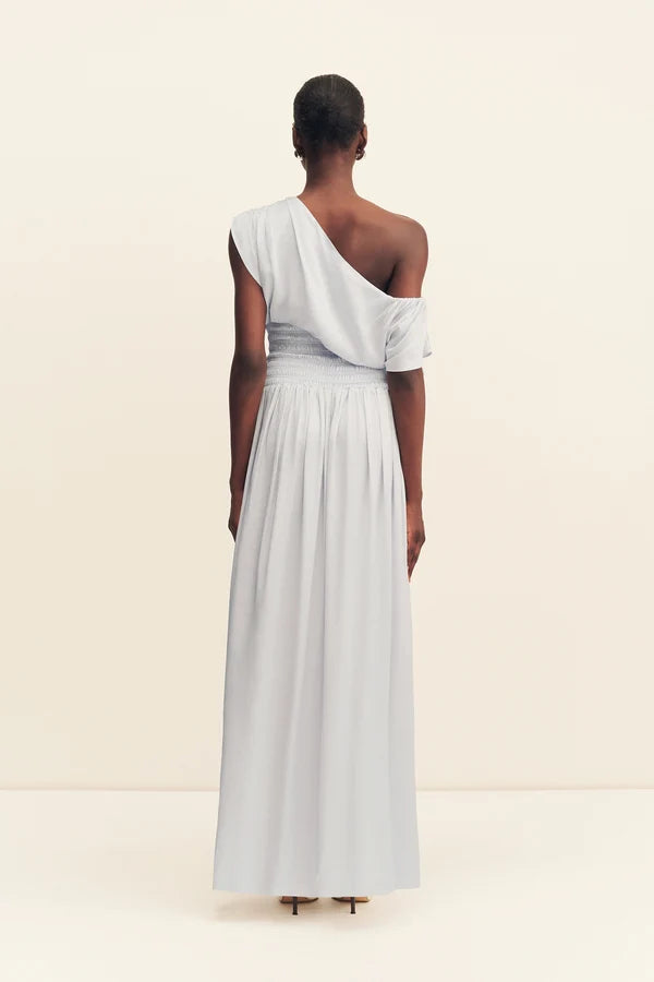 Agnes Shirred Asymmetrical Maxi Dress - Sky