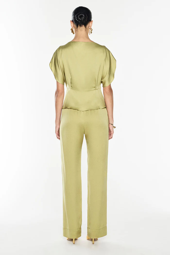 Glossed Over Drape Top - Khaki Gold