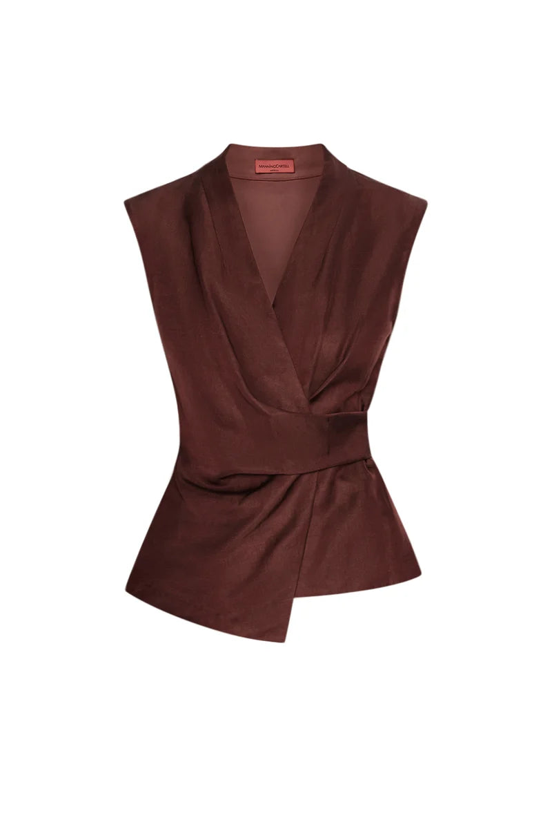 Rich Mix Wrap Top - Cocoa Brown