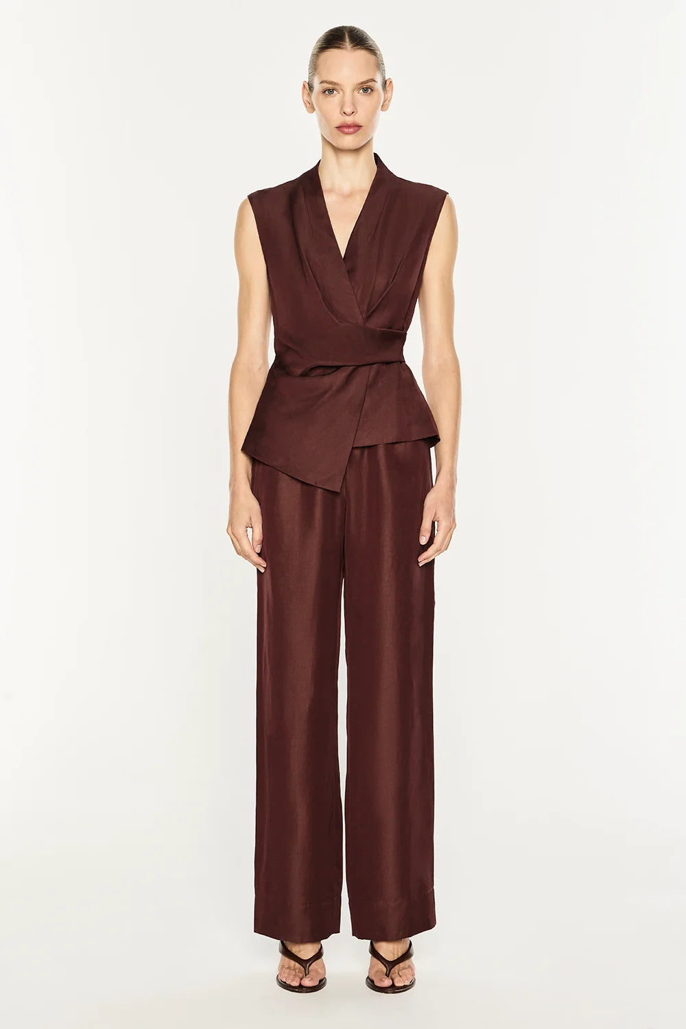 Rich Mix Wrap Top - Cocoa Brown