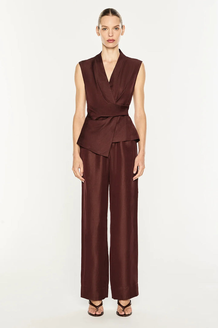 Rich Mix Wrap Top - Cocoa Brown
