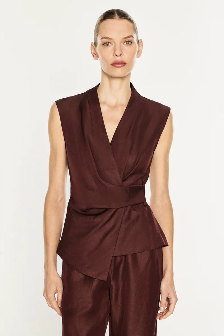 Rich Mix Wrap Top - Cocoa Brown