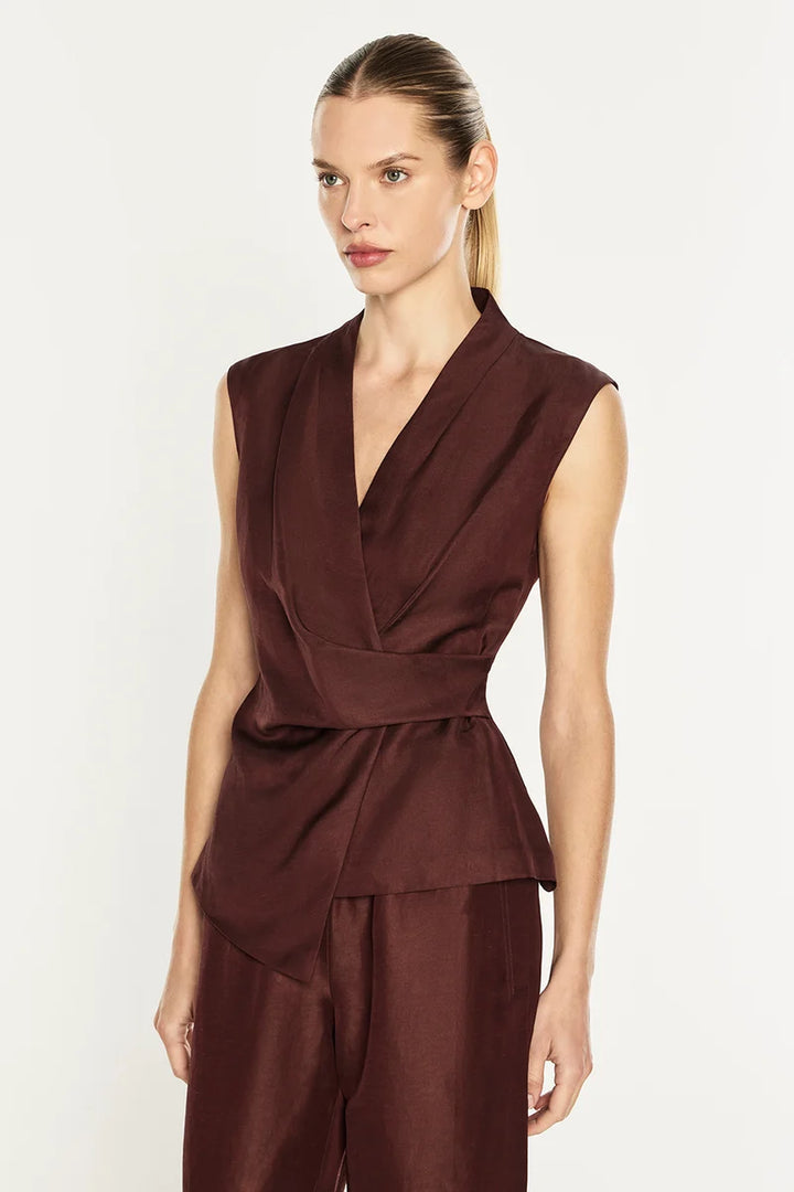 Rich Mix Wrap Top - Cocoa Brown