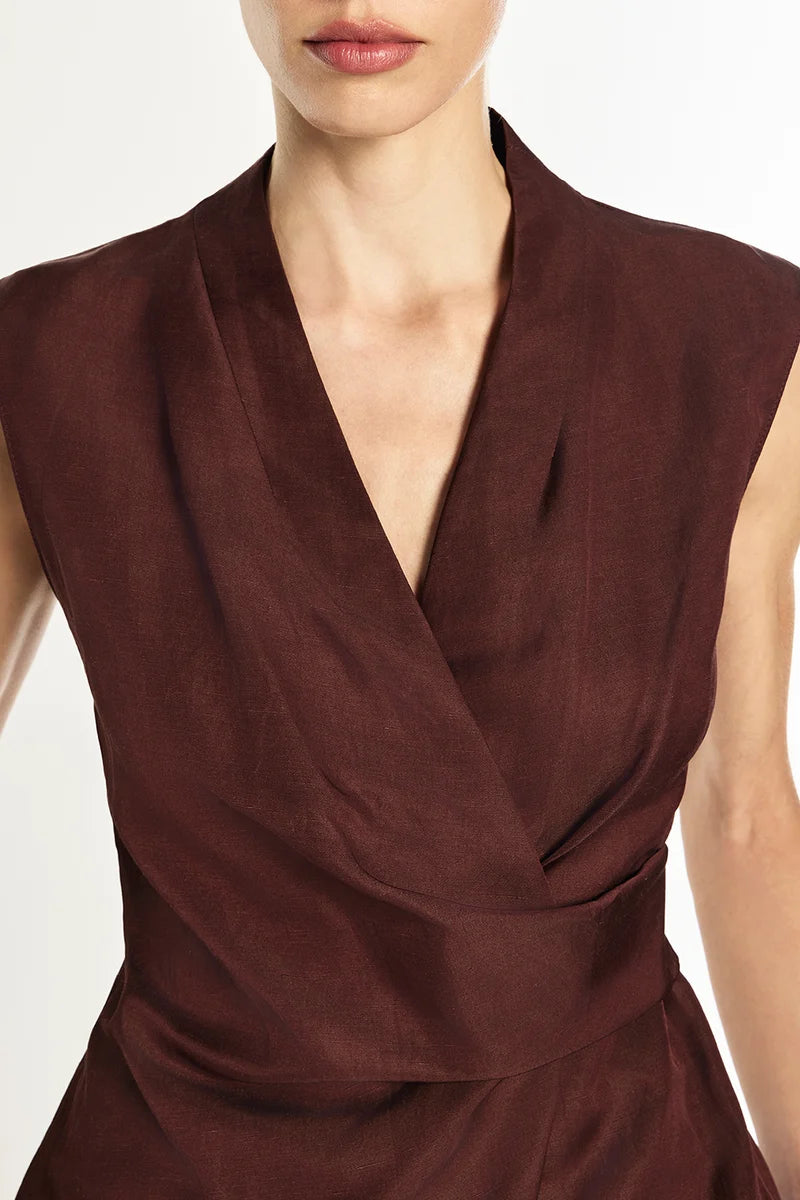 Rich Mix Wrap Top - Cocoa Brown