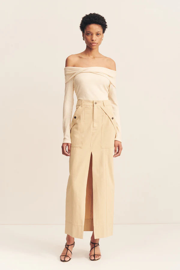 Ariana Front Split Maxi Skirt - Sand