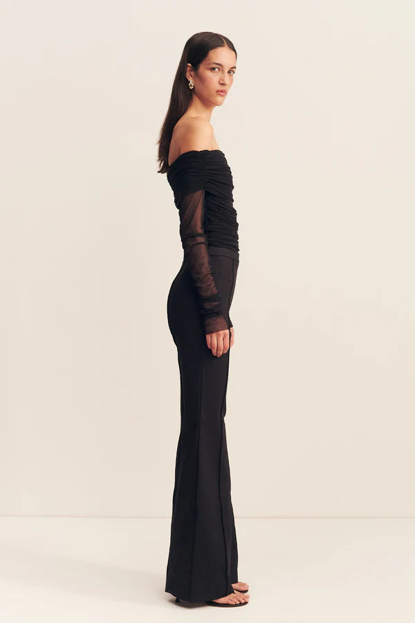 Mira Long Sleeve Off Shoulder Top - Black